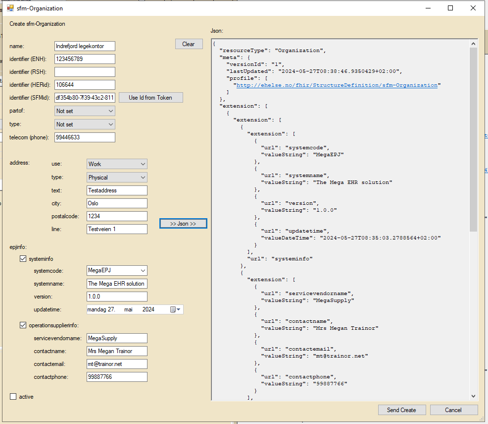 Doctor Who example Creat Organization to JSON